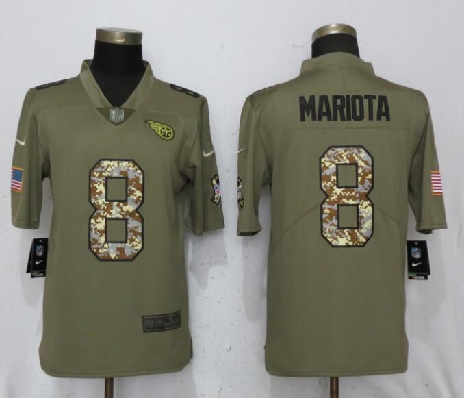 Men Tennessee Titans #8 Mariota Olive Camo Carson Salute to Service Limited Nike NFL Jerseys->women nfl jersey->Women Jersey